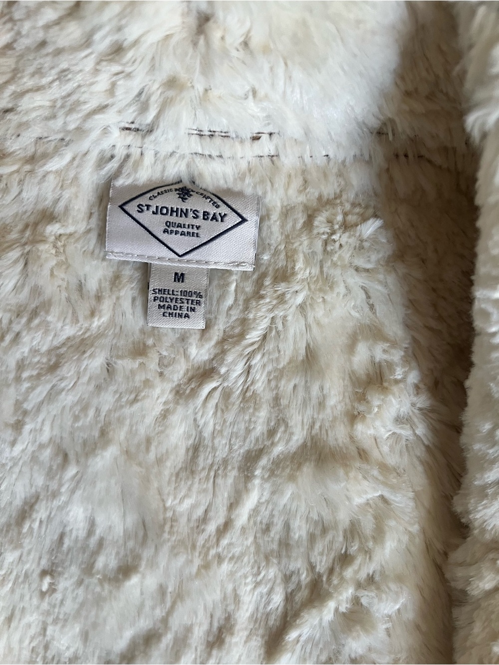 St. John's Bay Cream Plush Teddy Jacket - Soft Open-Front Cozy Coat